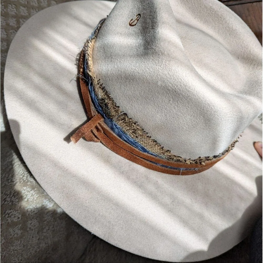 Brittoli Beige Tan Bullhide Leather Hat Montecarlo Hat Co L Large